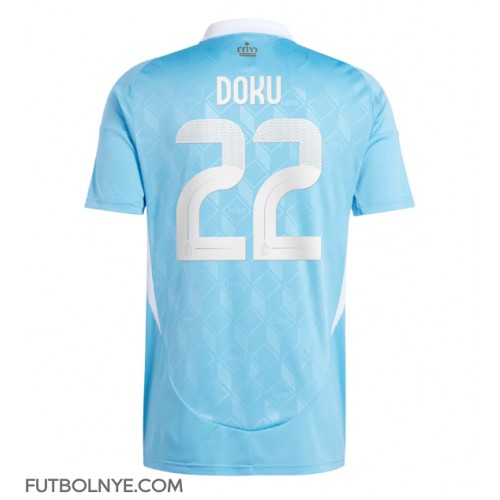 Camiseta Bélgica Jeremy Doku #22 Visitante Equipación Eurocopa 2024 manga corta